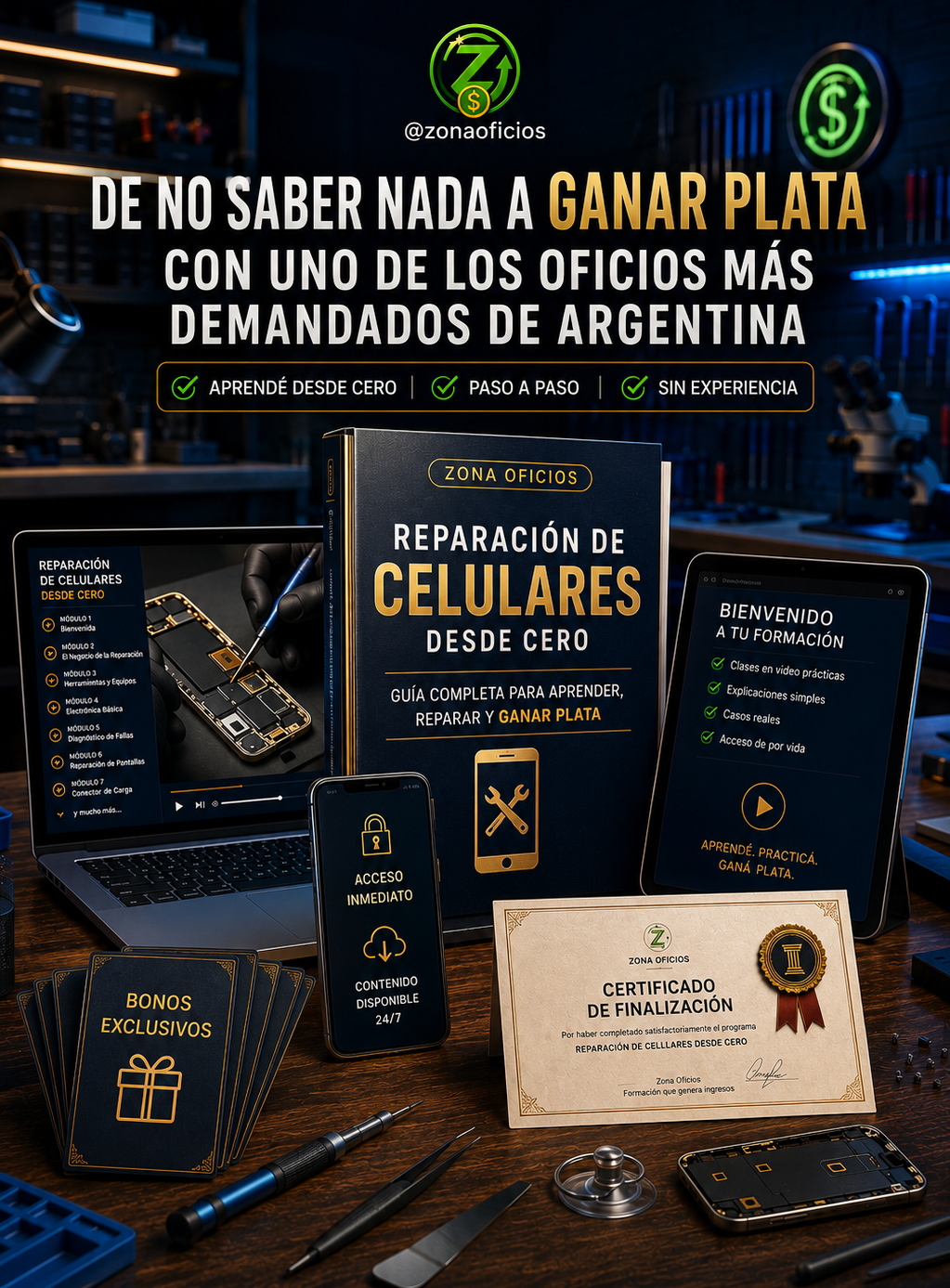 Curso Profesional de Reparación de Celulares + 7 Bonos de Regalo 🎁